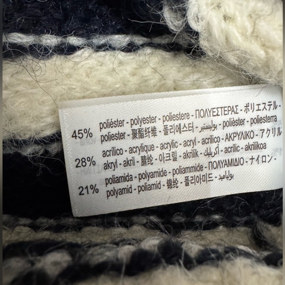 Zara Buttoned Striped Knit Sweater in Navy and Ivory, Size: S - Picture 4 of 6